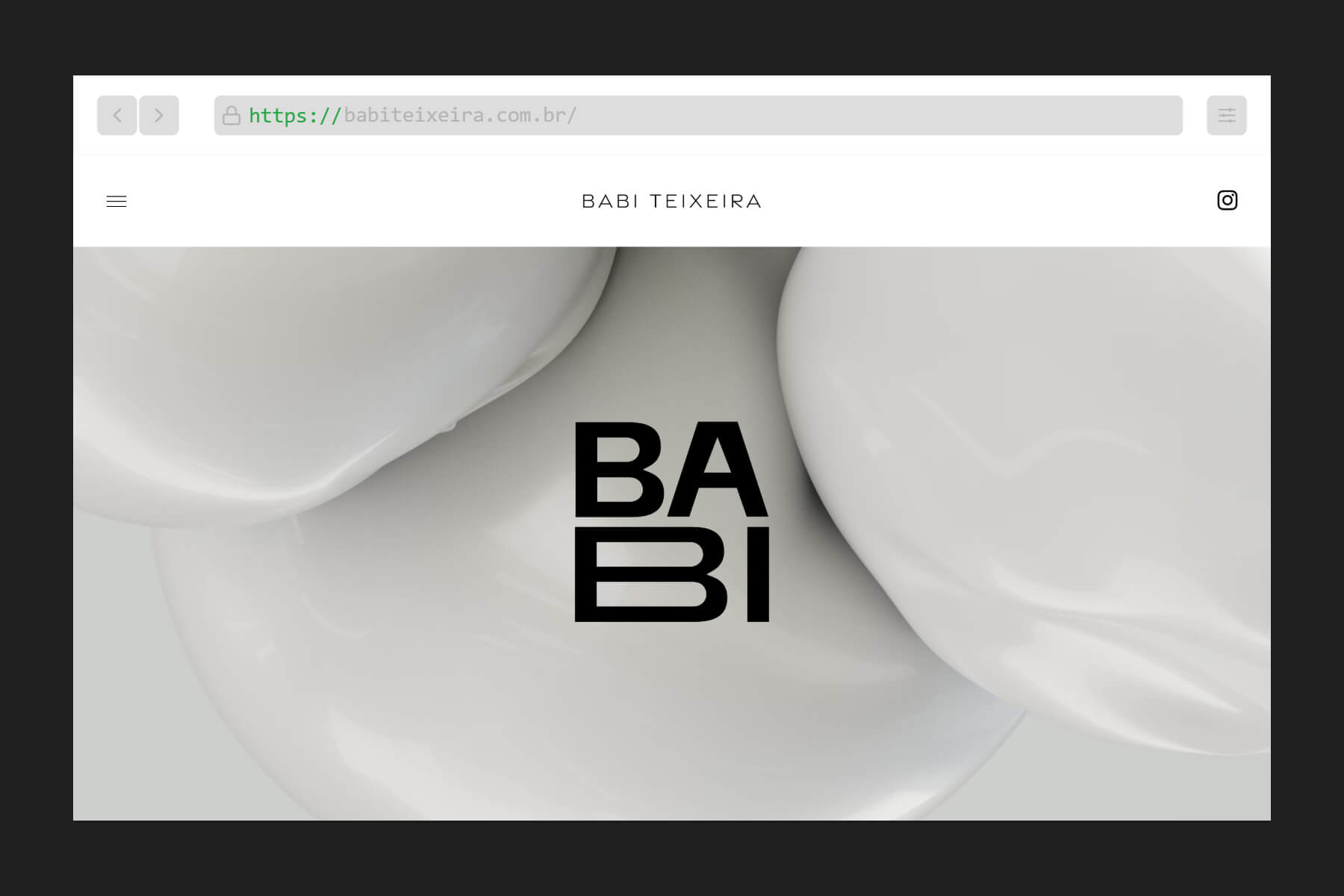 Tela inicial do site Babi Teixeira