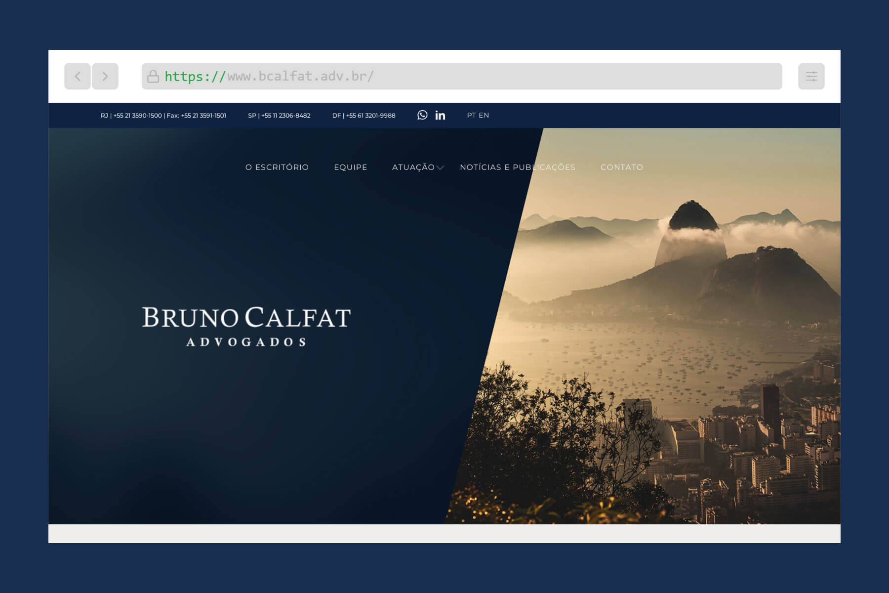 Tela inicial do site Bruno Calfat